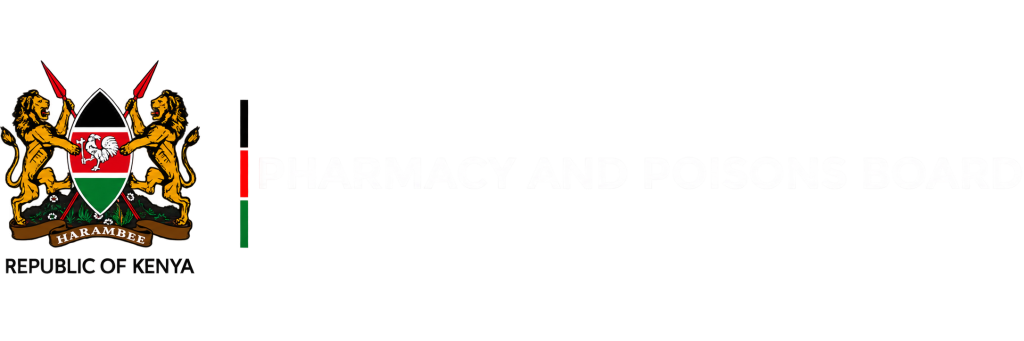 Official logo of the Pharmacy and Poisons Board, Kenya, featuring the Kenyan coat of arms and the agency name
