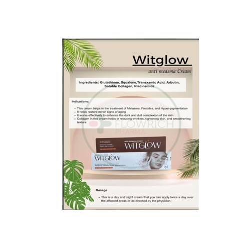 Witglow anti melasma cream treatment for melasma, freckles and hyper-pigmentation.