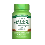 Nature's Truth Ceylon Cinnamon Capsules | 2500mg | plus Chromium and Biotin | 60 Count | Vegan
