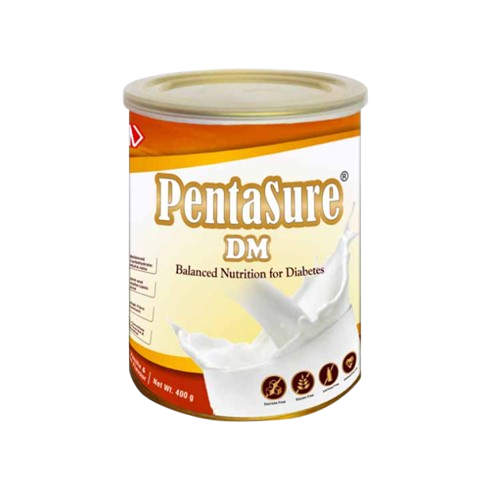 pentasure_dm Can of PentaSure DM balanced nutrition for diabetes with an orange and white label.