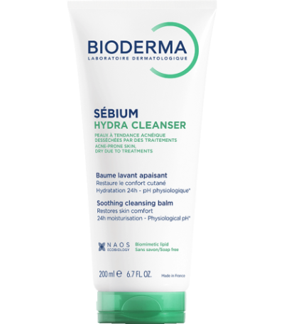 Bioderma Sebium Hydra Cleanser 200 ml soap-free cleansing balm for skin dried by acne treatment