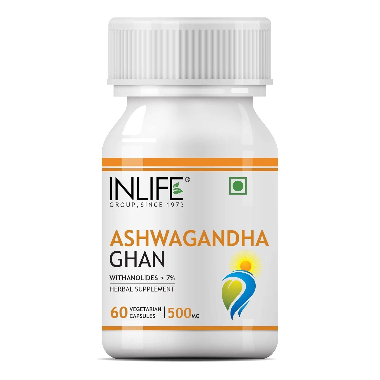 ashwaganda INLIFE Ashwagandha Extract 500mg Supplement, Withania, 60 Veg Capsules - Image 1
